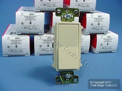 10 P&S Ivory COMMERCIAL DOUBLE POLE Decorator Rocker Light Switches 20A 2622-I
