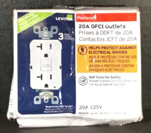 Leviton 20 Amp Self-Test SmartlockPro Slim Duplex GFCI Outlet White (3-Pack)
