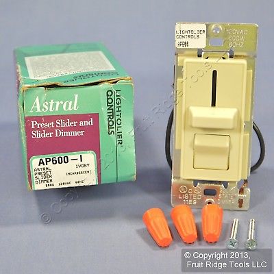 New Lightolier Astral Ivory Preset Slide Dimmer Light Switch On/Off 600W AP600-I