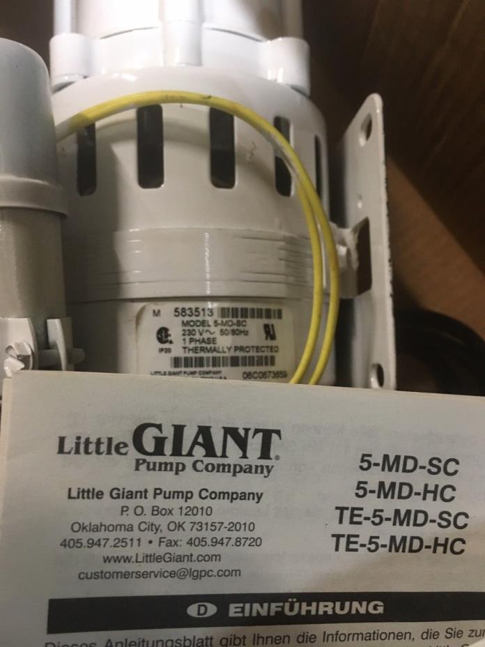 Little Giant Magnetic Drive Pump 5-MD-SC 1/8 hp. 220 Volt - Model 583513