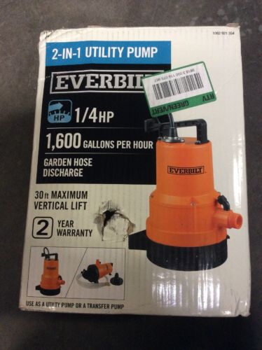 Everbilt 1/4HP 2-in-1 Utility Pump UTA02510  1,600 Gallons Per Hour