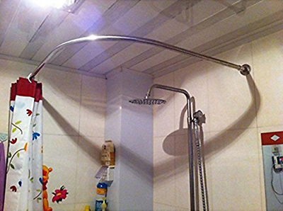 Stretchable 304 Stainless L Shaped Bathroom Bathtub Corner Shower Curtain Rod