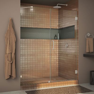 DreamLine Unidoor Lux 52 in. W x 72 in. H Fully Frameless Hinged Shower Door ...