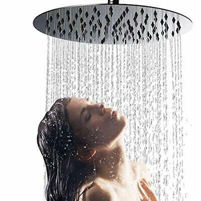 Round Shower Head, 12 Inch Stainless Steel Rainfall Showerhead Polish Chrome -