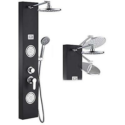 ROVOGO Stainless Steel Rainfall Shower Panel Tower System, 9-inch Round Head + 2