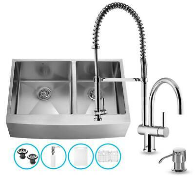 36 in. Dual Bowl Kitchen Sink and Chrome Faucet Set [ID 2238946]