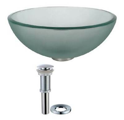 Round Vessel Sink in Frosted with Mounting Ring in Chrome Finish [ID 3562785]