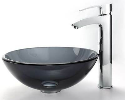 Round Vessel Sink in Black with Visio Faucet [ID 67244]