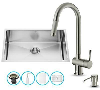30 in. Undermount Kitchen Sink and Faucet Set with Grid [ID 2238933]