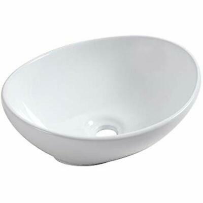 16&quotx13" Modern Egg Shape Above Counter White Porcelain Ceramic Bathroom