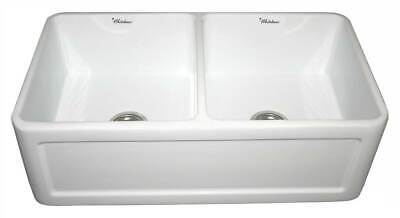 Reversible 15.38 in. Fireclay Farmhaus Double Bowl Kitchen Sink [ID 1118470]