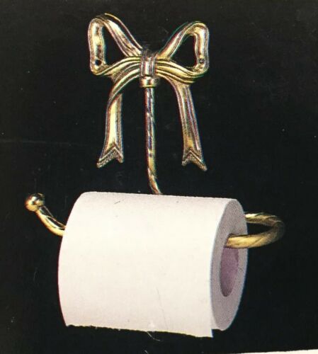 Vintage Brass Ribbon Bow Toilet Paper Holder NEW Old Stock