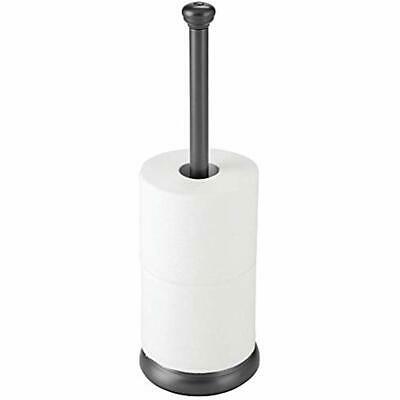 MDesign Decorative Metal Free-Standing Toilet Paper Holder With Storage For 3 Of