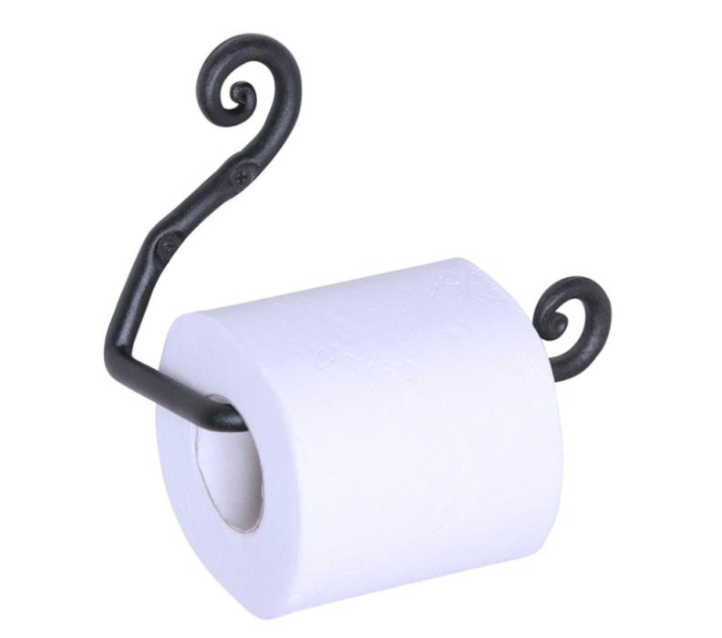 RTZEN Wrought Iron Swirl Toilet Paper Roll Holder | Handmade Black TP Hanger Déc