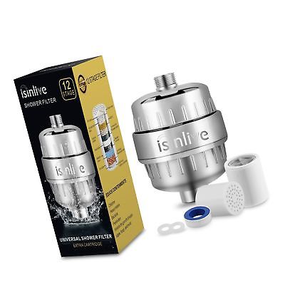 iSinlive 12 Stage Shower Water Filter with 2 Replaceable Cartridge Removes Ch...