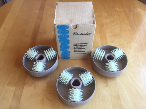 Vintage Electrolux Carpet Nap Lifter Set Of 3 Brushes With Original Box