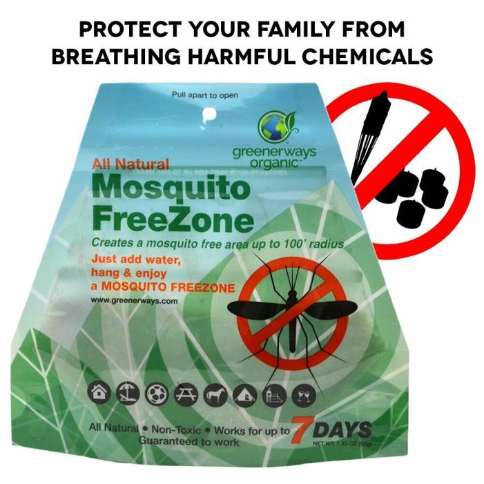 (5Pk)GREENERWAYS ORGANIC Mosquito Repellent  Non-Toxic Organic Insect Repellent