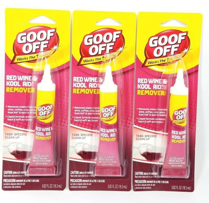Lot of 3 Goof Off Red Wine Kool Aid Coffee Juice Stain Remover 62 oz laundry aid