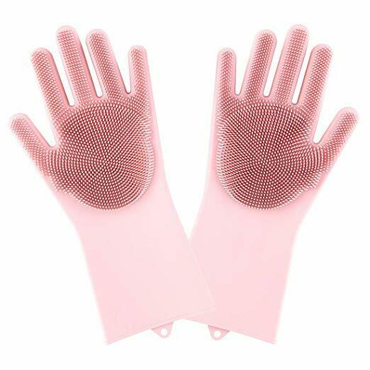 1 pair Magic Silicone Dish Washing Gloves Scrubber Cleaning Brush Heat Resistant