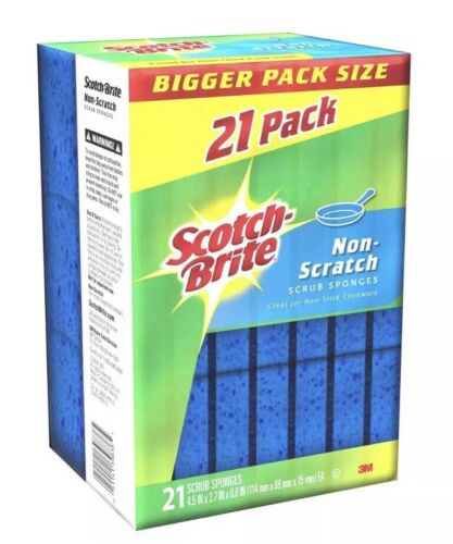 Scotch Brite Non Scratch Scrub Sponge Sponges Pads 21 pk for Non Stick Cookware