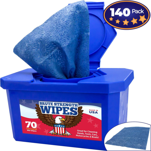 Industrial-Grade, No-Rinse Wet Wipes 140 Pack by Nova Supply. Cuts Grease From