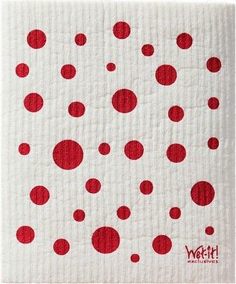 WET-IT Dot and Dots Absorbent SWEDISH CLEANING CLOTH Red 2 pack