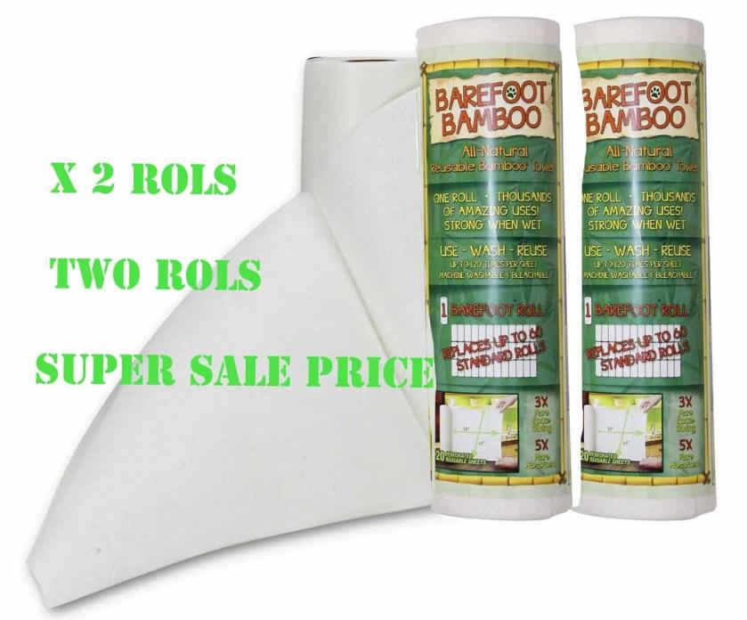 Bamboo Reusable paper towels LOT OF 2 ROLLS replaces 60 rolls Gr8 4 Cleaning
