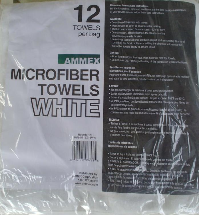 MICROFIBER TOWELS LINT FREE WHITE 16