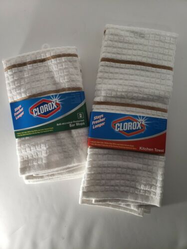 Clorox Kitchen Towel/Bar Mops Lot - Anti Microbial White - Bleach Safe Color