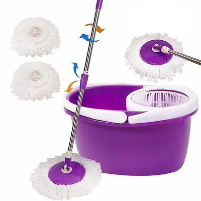 Easy Magic Floor Mop  Bucket  Heads Microfiber Spin Spinning By BC