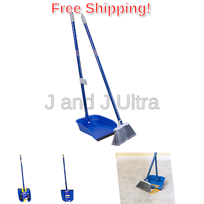 Quickie Stand with Store Lobby Broom and Dustpan with Stand 1-Pack