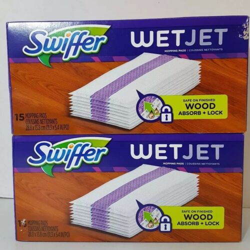 SWIFFER 15ct WetJet Cleaning Mopping Pads Floor Cleaner Refill Cloths Dust Lot 2