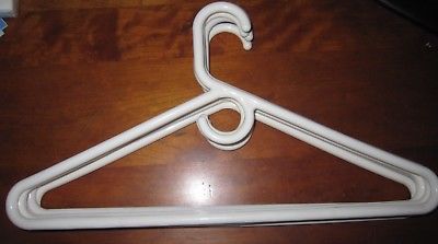 5 Heavy Duty Tubular White Adult Coat Hangers