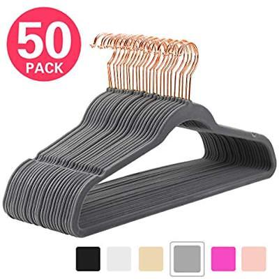 Premium Velvet Suit Hangers (Pack Of 50) Heavyduty - Non Slip Gray Copper/Rose