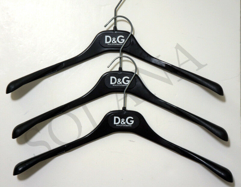DOLCE & GABBANA D&G Blouse Dress Jacket Black Plastic LOGO Hangers Set of 3