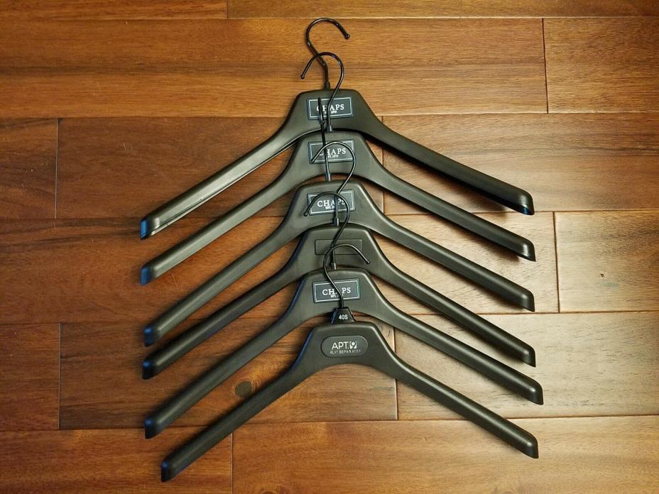 6 Pack Chaps Coat Jacket Suits Black Plastic Wide Hangers Lot