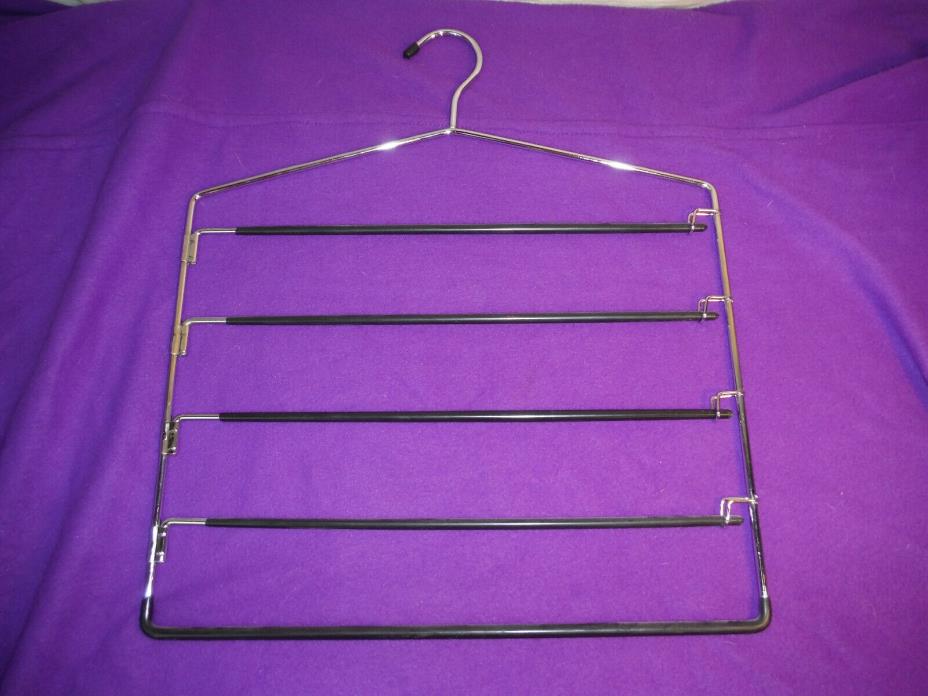 5 Tier Pants Trouser Jeans Hanger - Set of 4, Swinging Arm Slack Rack Organizer