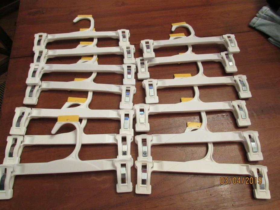 Lot of 14 White Plastic Adult or Child Clothes Hangers 9 3/4