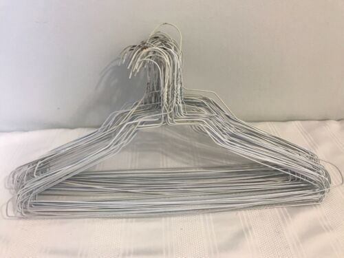 Lot 50 White Coated Wire Hanger Shirts Clothes Blouse Dry Cleaner Metal Hangers
