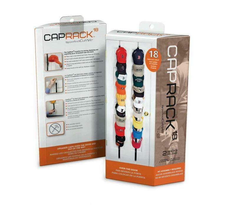 CapRack 18 Baseball Cap Holder,display,storage, Black, 2 Cap Racks
