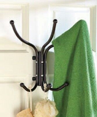 Wall Mount Metal Coat Rack Hanger Bath Door Towel Hooks Organizer White