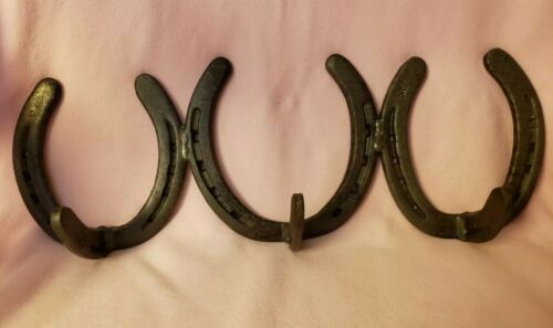 Cast Iron Hat Rack Horseshoes Western Decor Hand Made For Man Cave