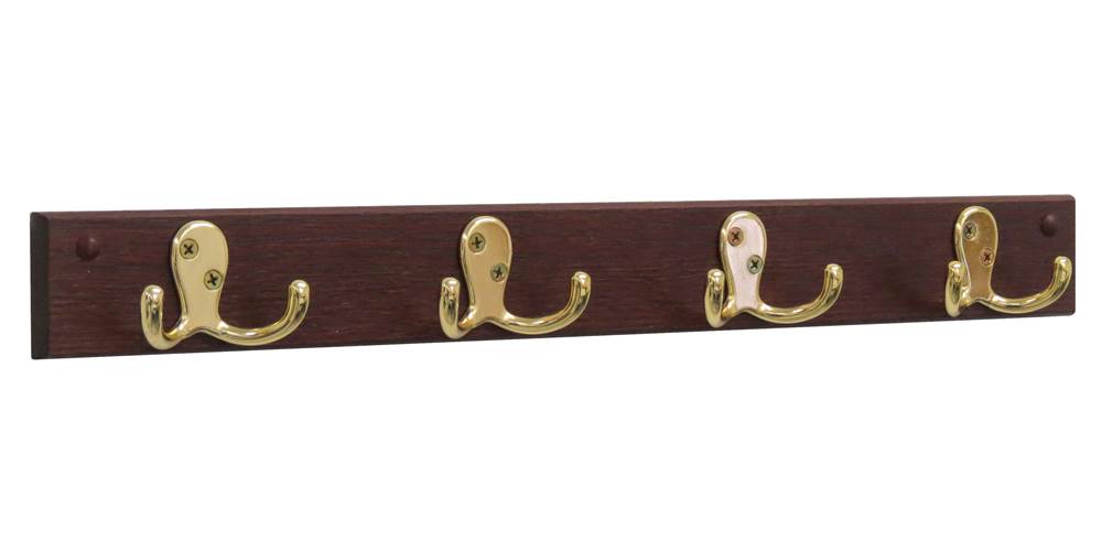 4-Double Prong Hook Coat Rack in Mahogany [ID 3530304]