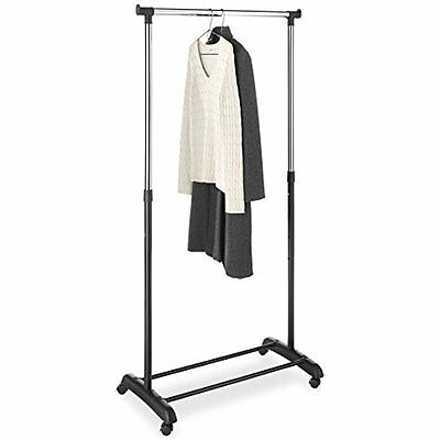 Adjustable Garment Racks - Rolling Clothes Organizer Black And Chrome