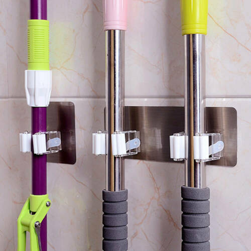 for Kitchen Mop Clamp Restroom Wall Hanging Mop Storage Holder Bathroom