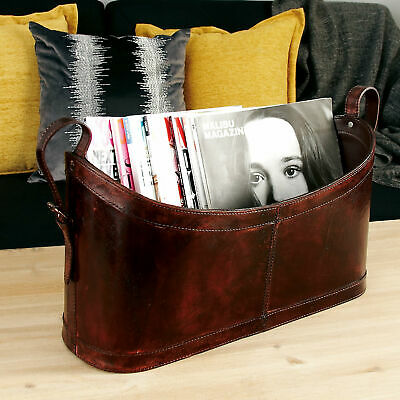 Cole & Grey Real Leather Magazine Rack