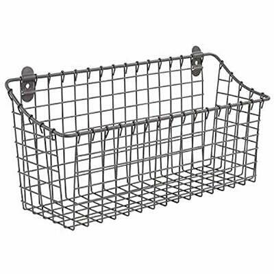 Vintage Wall Mount Storage Basket Extra Large Industrial Gray Beauty