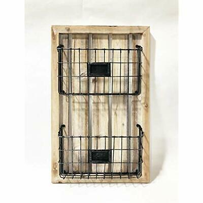 Two Hanging Wall Files Tier Magazine Holder - Mounted Rack With Durable Wooden