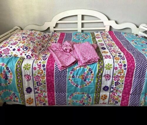 Peace Love Bedding Set Girls Comforter Sham Sheet Set Pillowcase Twin 5 Pc