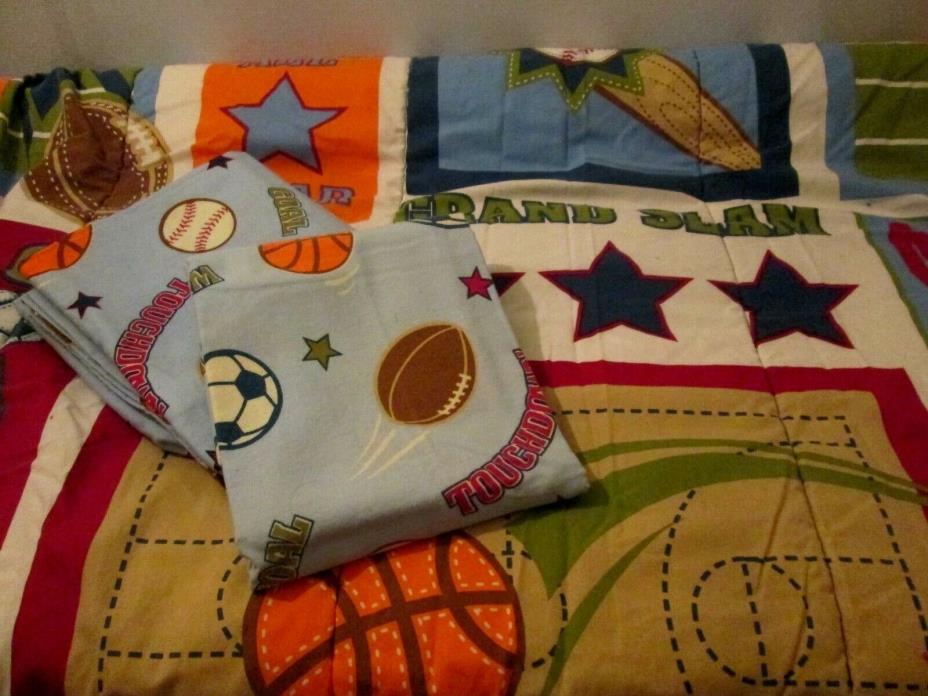 Circo Toddler Bed Sports Comforter  Flat Sheet Pillow Case Comforture Sz42”x 58”
